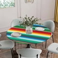 thumbnail image 2 of Mexican Stripes Fitted Tablecloth with Elastic Edged, Round Table Cloth for Dining Table, Colorful Striped Mexican Fiesta Theme Waterproof Oil Proof Table Cover for Indoor Outdoor 55"-60", 2 of 8