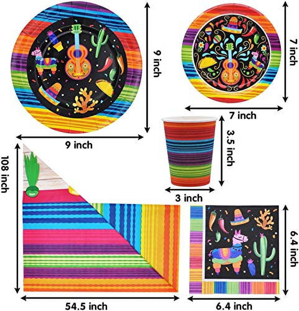 82 PCS Mexican Themed Fiesta Party Supplies Set Including Plates, Cups,  Napkins, Tablecloth and Banner for Mexican-Themed School Dance, Cinco de  Mayo
