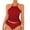 Wine, variant on WREESH Womens Two Piece Swimsuit Tankini Halter New Fashion Split Swimsuit Solid Casual Bikini Swimsuit Beach Bathing Suit Orange