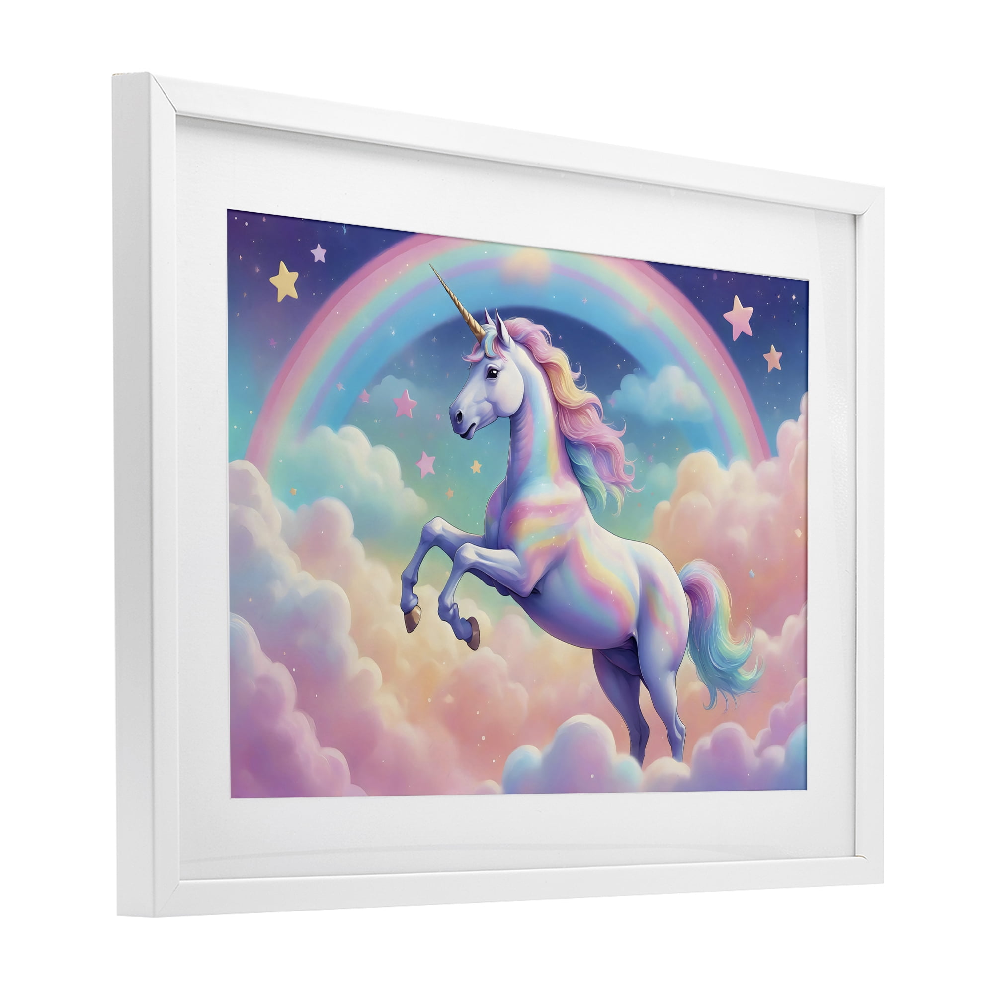 Stupell Industries Colorful Galaxy Unicorn White Framed Print Under Glass, design by Creative Studio
