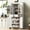 White, variant on Harper & Bright Designs Farmhouse Kitchen Pantry Cabinet with Shelves and Door, Freestanding Cupboard Storage Cabinet with 2 Drawers and 3 Pull Out Cabinet Organizers, Black