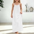 thumbnail image 5 of VNKIDY Girls Kids Solid Color Linen-Blend Maxi Dress Spaghetti Strap Ruched Neckline Casual Dress With Side Pockets For Summer Daily Wear Adorable Dress, 5 of 5
