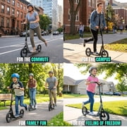 Large Kick Scooter for Adults & Teens – 12 Spoked Air Tires, 300lbs, Tall Bars, Wide Deck, Kickstand – Madd Gear Metro Urban Glide 300