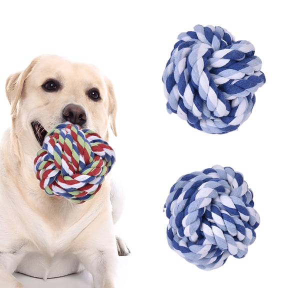 BESTSKY 2026 New Dog Chew Toys for Aggressive Chewers,Dog Balls for Small Medium Dogs,Dog Toys with Tough Twisted,Dental Cotton Dog Rope Toy,3 Pack Indestructible Puppy Teething Chew Toy Color Random