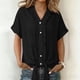 thumbnail image 2 of Tops de Manga Larga de Encaje para las Mujeres Más Tamaño Botón Cuello en V Color Sólido Suave Y Transpirable Blusa para Uso Diario Informal, 2 of 7