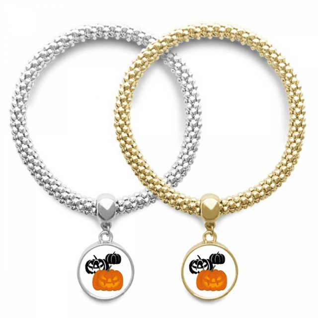 Three Pumpkins Halloween Hallowmas Lover Bracelet Bangle Pendant Jewelry Couple Chain