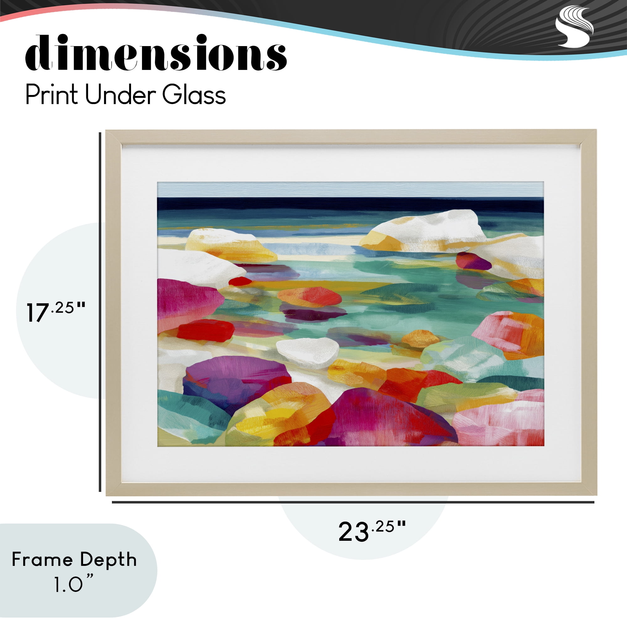 Stupell Industries Vivid Stones By The Shore Birch Framed Print Under Glass, design by Chromatic Storm Studio