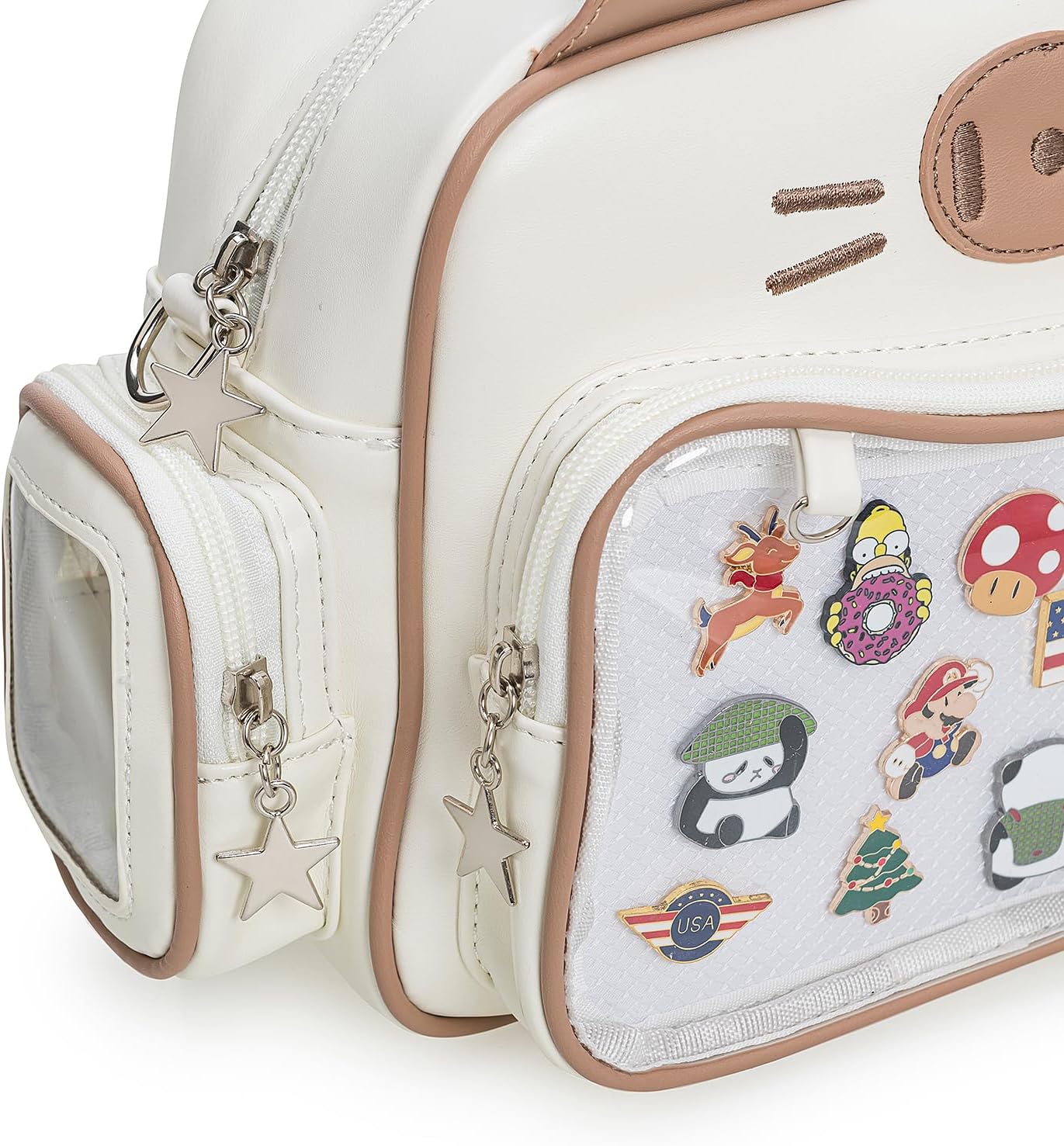Kwuty Kawaii Ita Bag Backpack Crossbody Bag Cat Shoulder Bags Multi-Purpose Pin Display with Insert