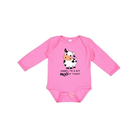 

Inktastic Sorry I m a Bit MOOdy Today Cute Cow Pun Gift Baby Boy or Baby Girl Long Sleeve Bodysuit