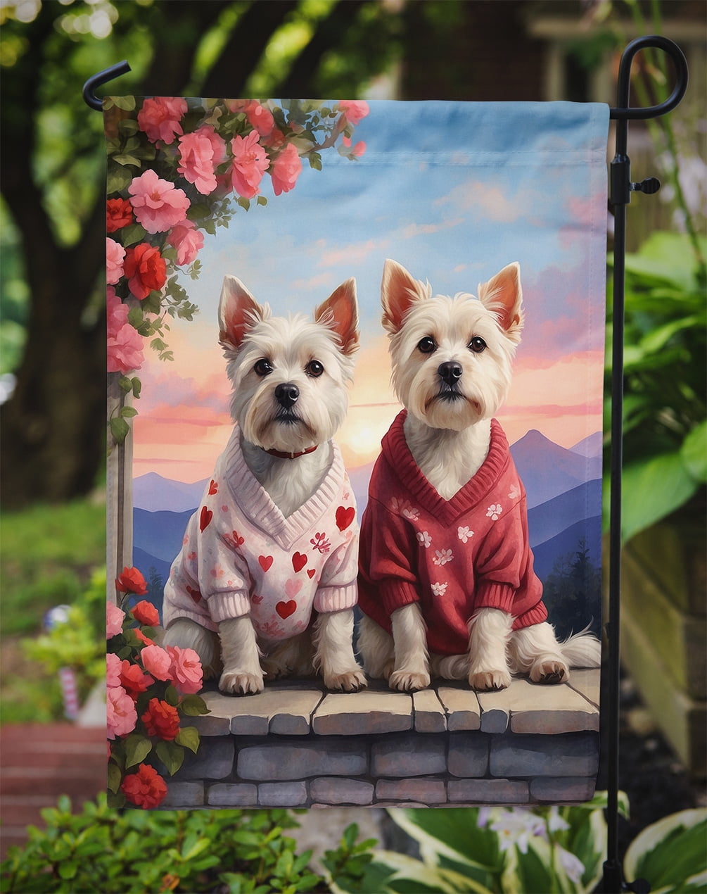 Westie Two Hearts Garden Flag 11.25 in x 15.5 in