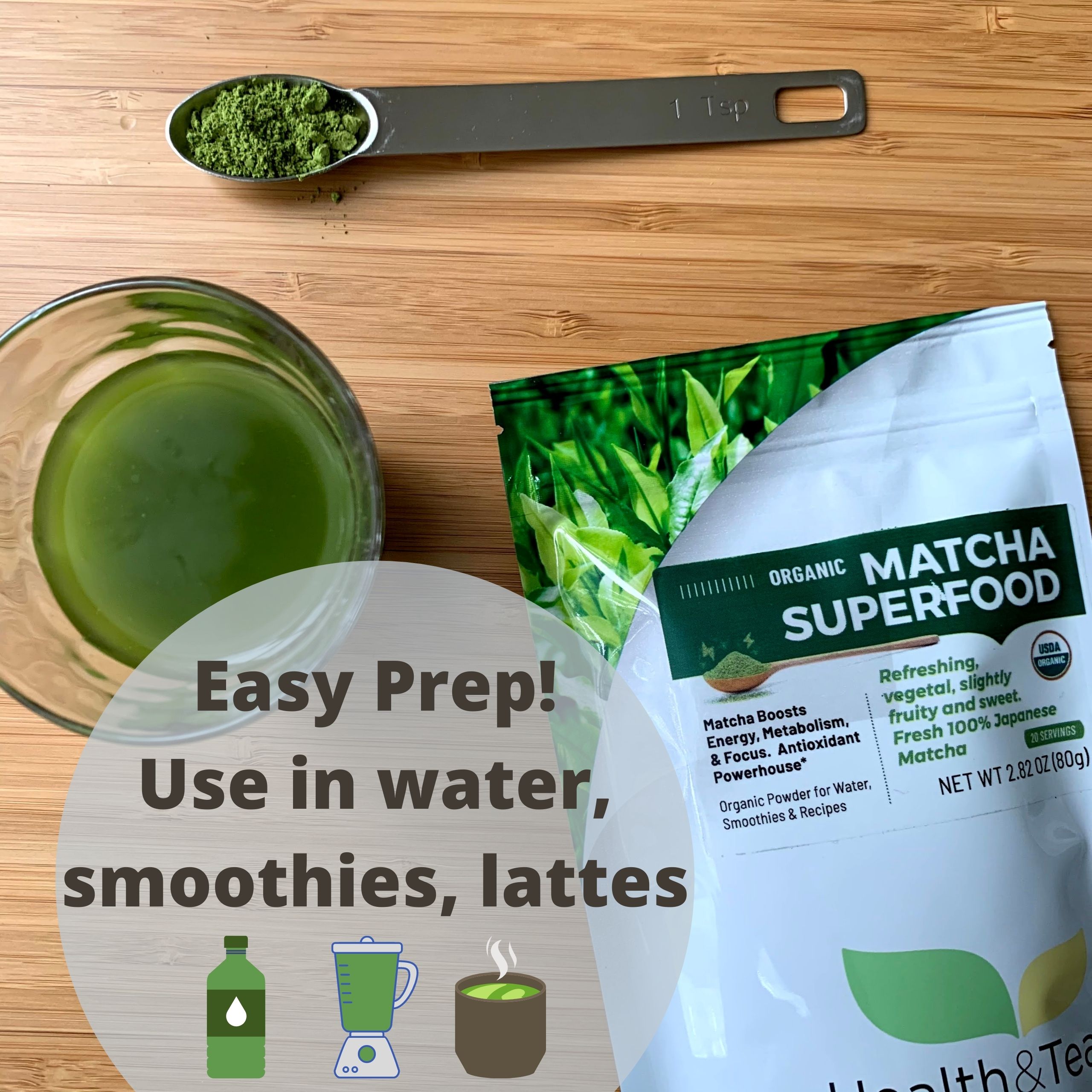 Health&Tea Matcha Superfood, Organic, Japan Premium Matcha, 80 Servings, 2.8oz