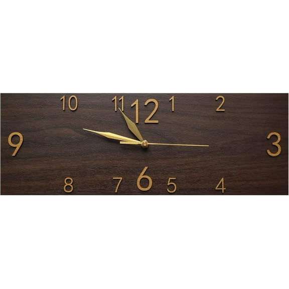 Rustic Wall Clock Silent Non-Ticking, Frameless Art Wall Clocks Farmhouse Wall Décor，Rectangle Handmade Clocks Decorative for Home Living Room Kitchen Office, Battery Operated