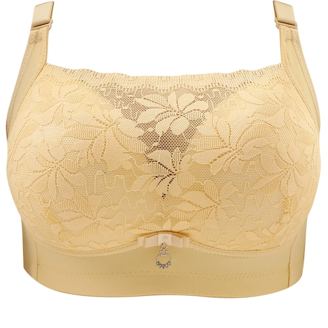 Timegard Bras for Women Plus Size Flower Lace Full Coverage Adjustable Strap Wirefree Seniors Bralette