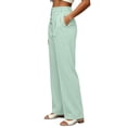 thumbnail image 5 of Sahpxhe Work Pants for Women High Waist Wide Leg Palazzo Front Button Dress Pants Casual Loose Business Office Trousers Mint Green M, 5 of 6