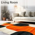 thumbnail image 2 of ODIKA 4'x6' Machine Washable Non-Slip Area Rug, Copper Black Orange Geometric Abstract Design High Traffic Rug, Orange, 86285, 2 of 7