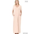 thumbnail image 2 of TheLovely Women & Plus Relaxed Fit V-Neck Short Sleeve Full Length Maxi Long Dress w/ Side Pockets, 2 of 3