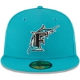 thumbnail image 2 of Men's New Era Teal Florida Marlins Cooperstown Collection Turn Back The Clock 59FIFTY Fitted Hat, 2 of 6
