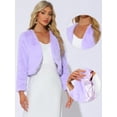 thumbnail image 2 of DARING DIVA Women's Faux Fur Cropped Open Front Jacket Bolero Coat M Light Purple, 2 of 6