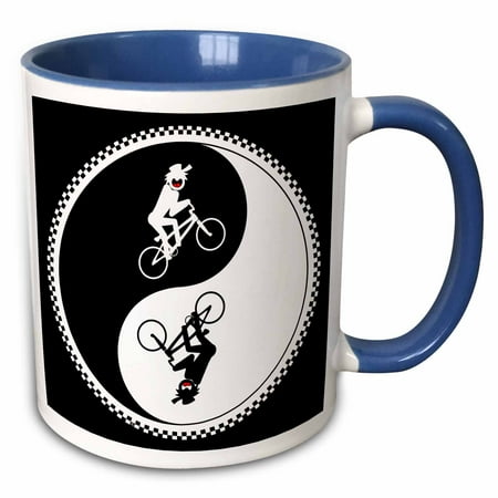 3drose, Bmx Yin Yang 2b on Black, 11oz Two-tone Blue Mug