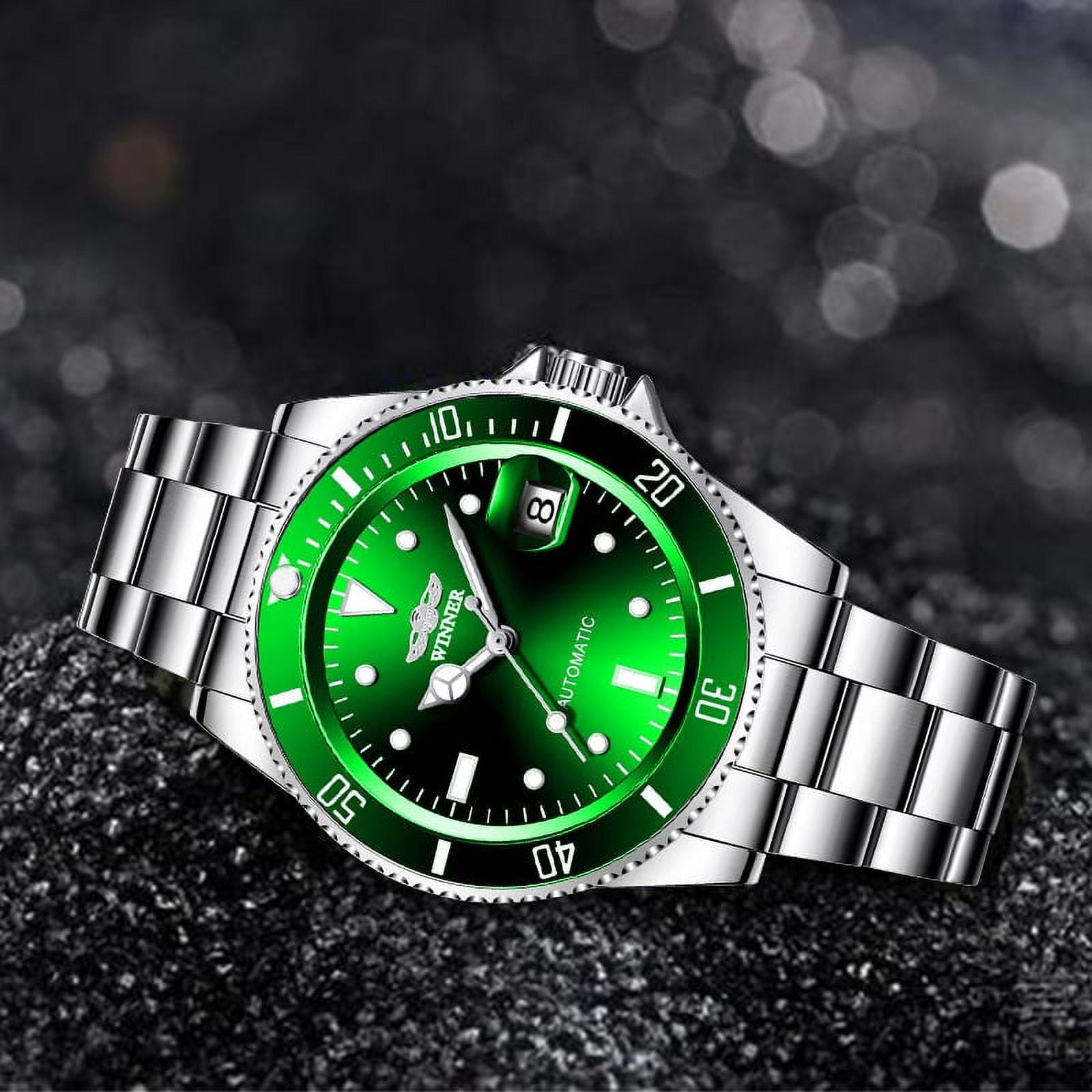 VIGOROSO Men's Watch Automatic Mechanical Watches Luxury Classic Business Sports Watch Stainless Steel Date Luminous AUTO Selfwind Wristwatch Men