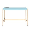 thumbnail image 4 of Office Desks Rectangular Writing Desk with USB Port, Baby Blue and Gold,Home Office Desks, 4 of 5