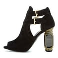 thumbnail image 3 of XYD Women Fashion Peep Toe Ankle Booties Crystal Block Heels Double Buckle Strap Cut-out Pumps Chic Dressy Shoes Size 7 Black, 3 of 4