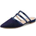 thumbnail image 1 of BLISSFUL STEP Mules Plates à Paillettes pour Femmes à Bout Pointu Bleu Foncé US 5, 1 of 6