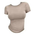thumbnail image 5 of Yigetop Crop Tops for Women, Women's Crop T Shirt Girls Summer Pullover Top Women's Thin Round Neck Fashion Short Sleeves Athletic Shirts Women J XS, 5 of 8