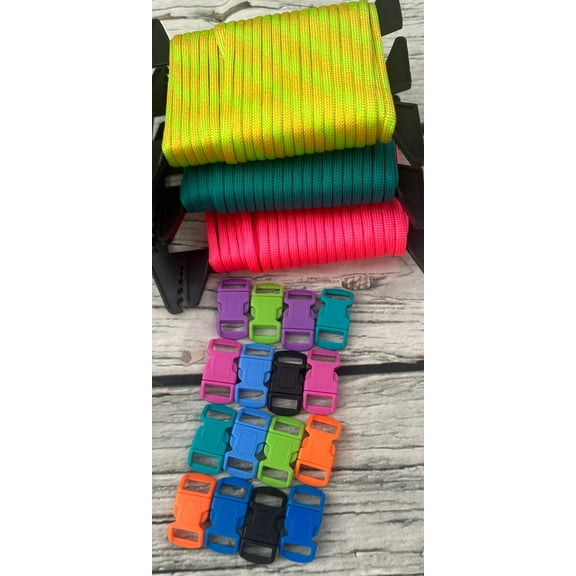 Paracord Combo Kit with buckles,Neon Colors,Craft Bracelet Maker Kit,Girl,Boy Crafting
