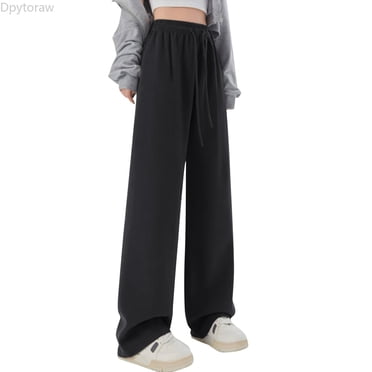 Dpytoraw Girls' Sweatpants Wide Leg Drawstring Casual Kids Joggers Open Bottom Loose Solid Teen Pants Size 150/S