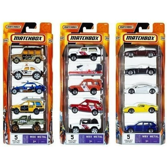 Matchbox Set of 15 Toy Cars and Trucks with 3 Themed 5-Packs of 1:64 Scale Die-Cast Vehicles (Styles Will Vary) Bundle