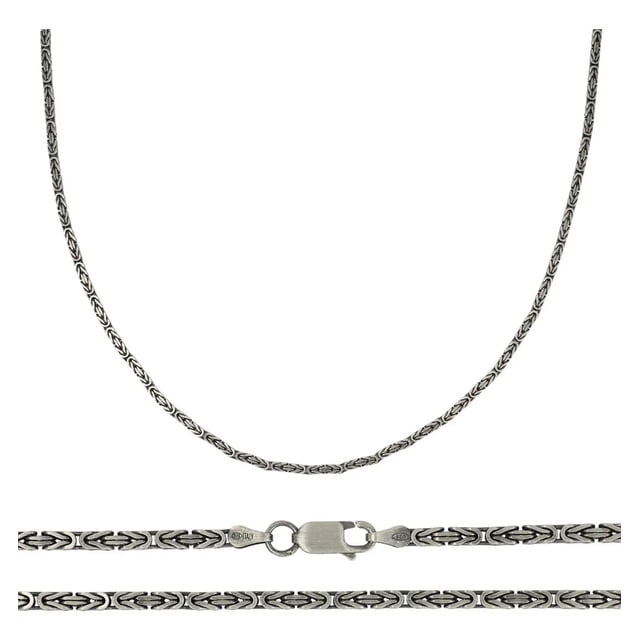 Cadena De Plata 925 Bizantina De 55 Cm Calibre 2.50 Mm