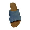 thumbnail image 2 of mtvxesu Slides, Thick Soled Herringbone Denim Slippers Casual Outerwear Roman Sandals Slide Sandals Women Casual Shoes Clearance, 2 of 8