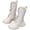White, variant on Girls Lace up Riding Boots Mid Calf Combat Knee High Boots Fashion Leather Side Zipper Punk Goth Cowboy Shoes for Little Big Kid Black 12.5