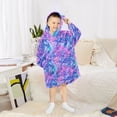 thumbnail image 6 of FORMRS Wearable Blanket Hoodie with Sleeves for Kids Cozy Flannel Sweatshirt, Purple Starfish Pattern, 6 of 7