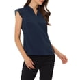 thumbnail image 4 of INSPIRE CHIC Women's Work Office V Neck Sleeveless Basic Blouse Top S Navy Blue, 4 of 6