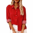 thumbnail image 2 of Endives Women's Casual Button Down Shirt Long Sleeve Shirt Stripe Wrinkle Collared Dressy Blouses Casual Work Tops, 2 of 4