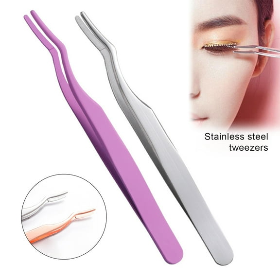 dianhelloya Eyelash Tweezers Mini Auxiliary Clamp Stainless Steel Eyelash Extension Curler Nipper Makeup Tools Rose Red