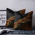 thumbnail image 3 of Brown Marble Throw Pillow Covers, Soft Pillowcases with Invisible Zipper, Gold Abstract Vintage Modern Ombre Art Decorative Square Pillow Cushion Covers for Living Room Couch Sofa Bed 18x18 Inches, 3 of 8