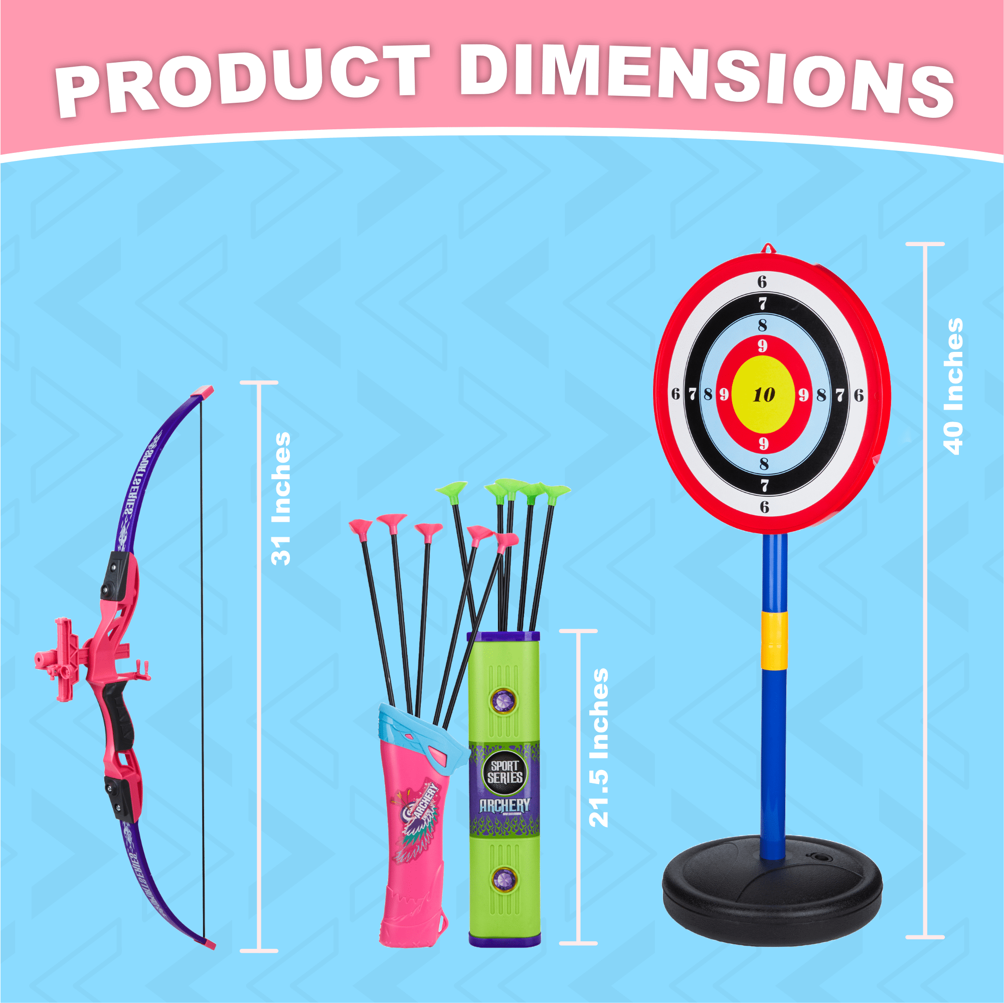Contixo Bow and Arrow Set for Kids, Archery Toy with Infrared Aiming Assist, Outdoor Games, Green/Pink, 2 Pack
