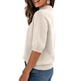 thumbnail image 4 of OIOLOYJM Short Sleeve Sweater for Women Dressy Casual Half Turtleneck Knit Short Sleeve Shirts 2026 Spring Summer Trendy Lounge Blouses White M, 4 of 5