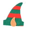 thumbnail image 4 of Beistle Club Pack of 12 Red and Green Striped Felt Elf Hat with Ears - Adult Sized, 4 of 5