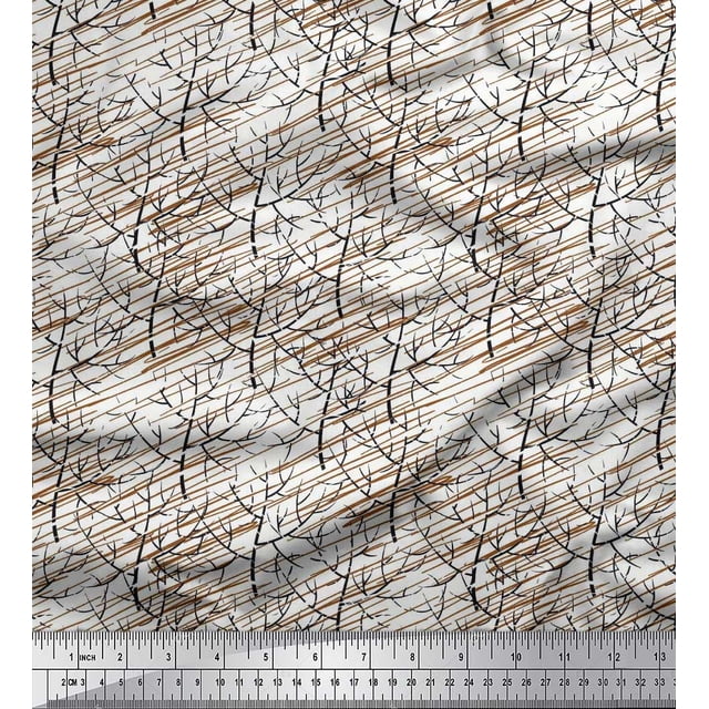 Soimoi Cotton Voile Fabric Dry Tree Print Fabric by Yard 56 Inch Wide