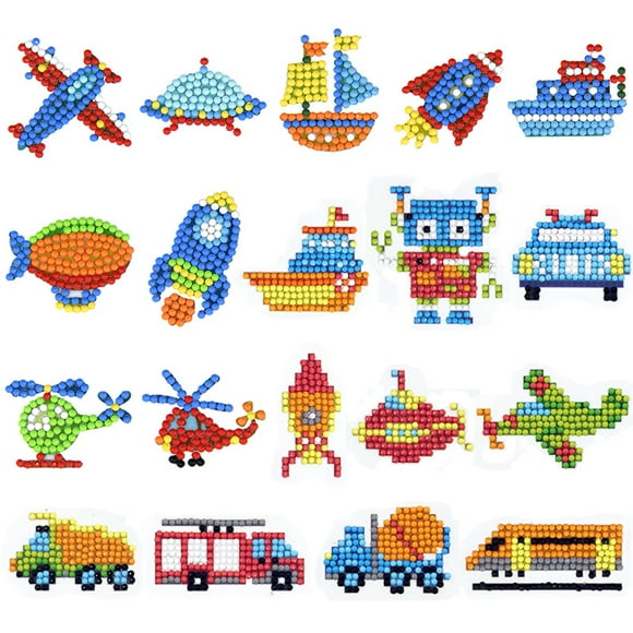 5D DIY Diamond Sticker Set, Diamond Painting Set for Children Animals Diamond Sticker Kit for Adults Children Beginners ， 19 pieces