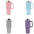 thumbnail image 3 of Copa con pajita, Vaso con asa con tachuelas con tapa y popote aislado, Vaso Térmico de Acero Inoxidable, Taza de agua de viaje para Mujeres, Regalo (Púrpura), 3 of 4