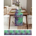 thumbnail image 6 of Modern Oil Painting Burlap Cotton Table Runner 14x72 Inches Long, Summer Botanical Purple Green Farmhouse Table Runners, Outdoor Dining Tablecloths Decor for Baby Shower/Party/Wedding, 6 of 6
