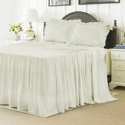 EleganHome Pinsonic Ruffle Skirt Quilt/Bedspread/Coverlet with 2 Shams Beige Color King Size