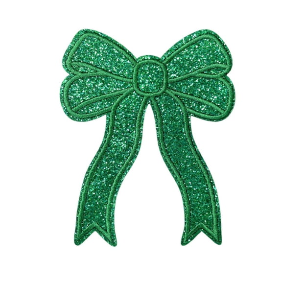 Wdhugt Green Iron Patches Glitter Sweatshirt Side Bow Embroidered Patch Cute Sequin Applique Sew Fabric Patches 5-Piece Set Green