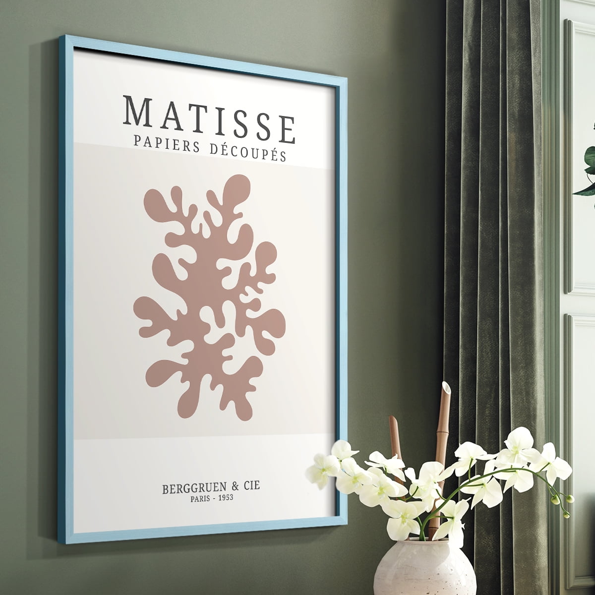 Matisse CDXXX in Blue Solid Wood Framed Print No Nail Hanging