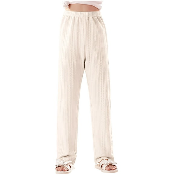 Odeerbi 3-14 Años Niños Niñas Pantalones Pijama Verano Algodón Pantalones Ropa de Dormir Transpirable Color Sólido Elástico Casual Deportes Pantalones